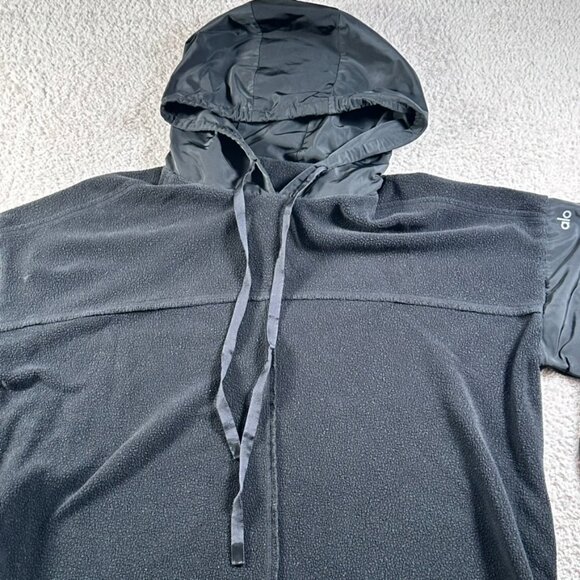 Alo Yoga Sweater Black Mixed Media Oversized Pullover Womens Medium Comfy Lounge - Picture 4 of 11